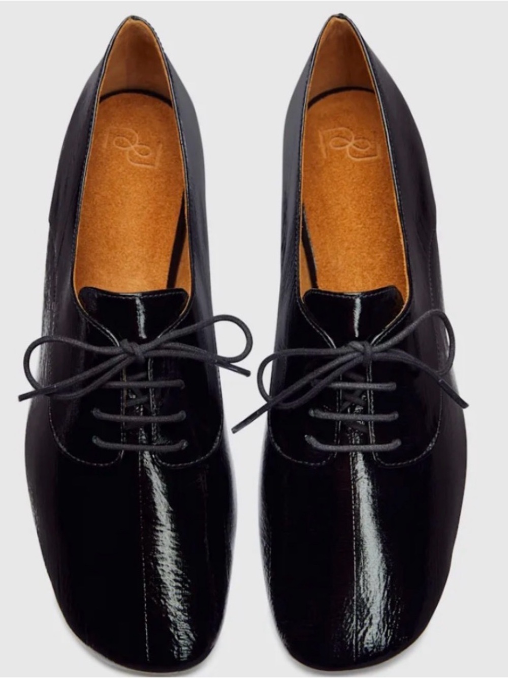 Reformation Buffy Oxford Black Eel Leather Lace Up Flats Shoes Women’s 8.5 NIB